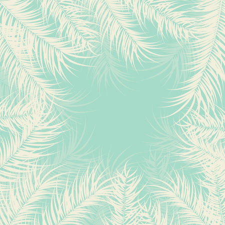 Design tropical avec feuilles de palmier et plantes sur fond vert  Illustration