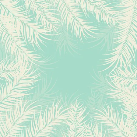 Design tropical avec feuilles de palmier et plantes sur fond vert  Illustration