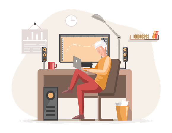 Designer arbeitet am Laptop  Illustration
