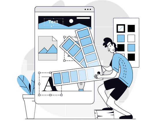 Designer choosing color palette  Illustration