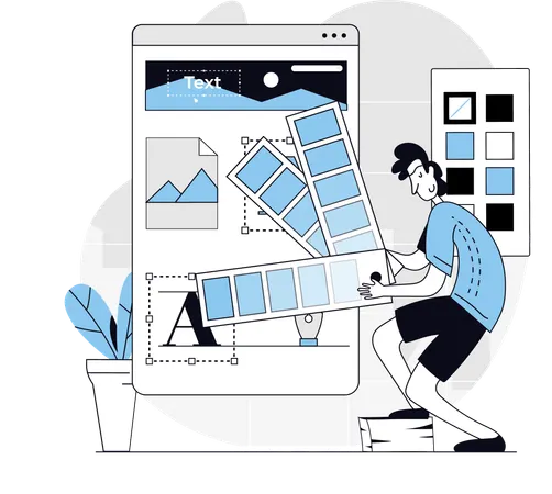Designer choosing color palette  Illustration