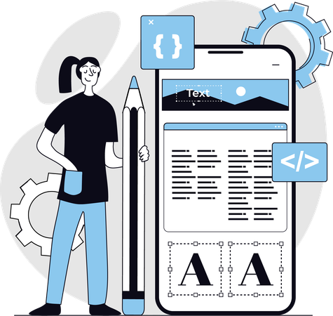Designer creates effective web page  Illustration