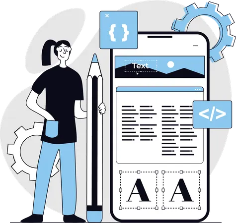Designer creates effective web page  Illustration
