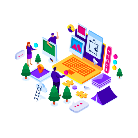 디자이너는 소프트웨어의 UI UX 디자인을 만듭니다.  일러스트레이션