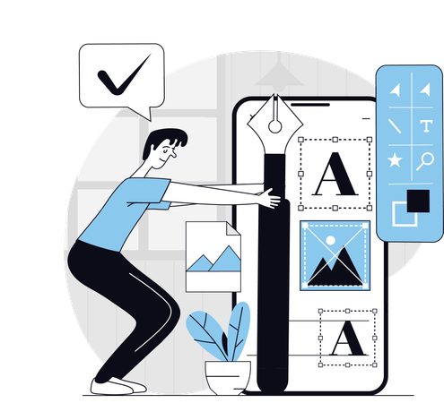 Designer creates wireframe of website  Illustration