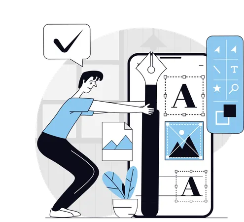 Designer creates wireframe of website  Illustration