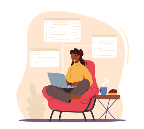 Designer de site feminino  Ilustração