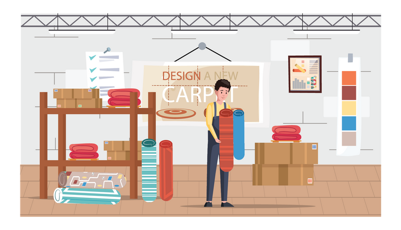 Designer de tapete masculino  Ilustração