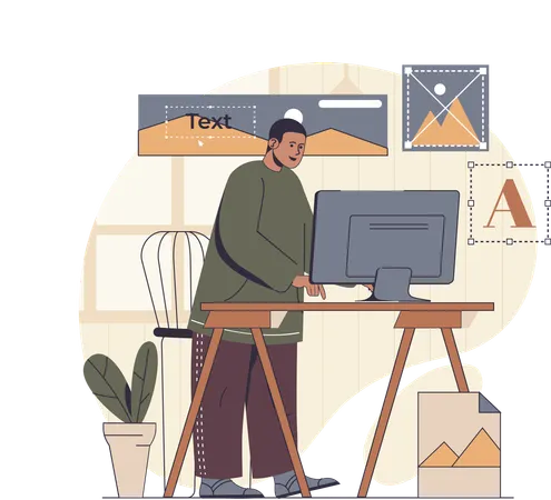 Designer designing website layout  Illustration