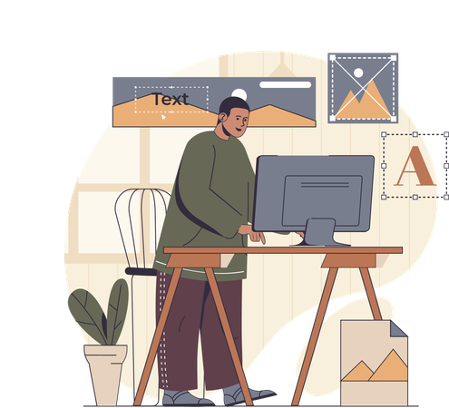 Designer designing website layout  Illustration