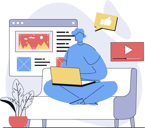 Designer develops new website  Illustration