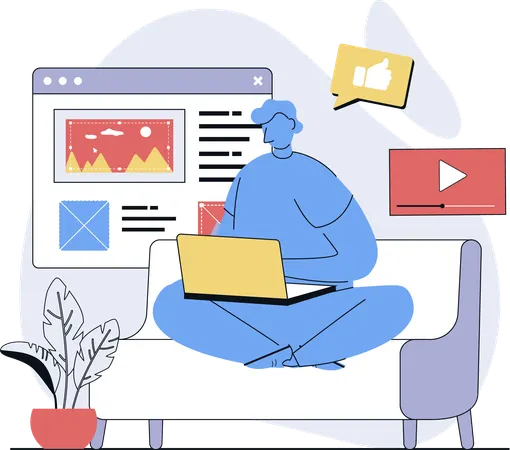 Designer develops new website  Illustration