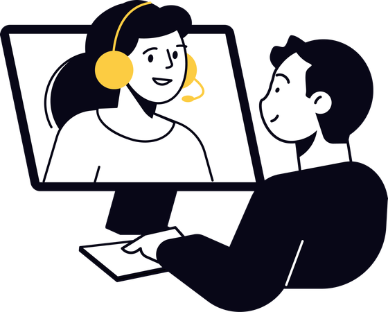 Designer discussing online  Illustration