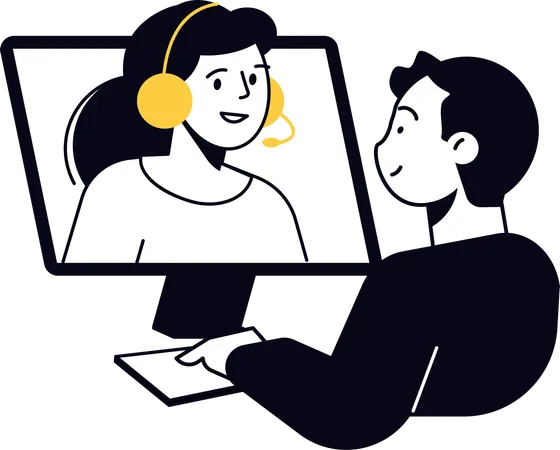 Designer discussing online  Illustration