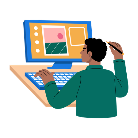 Designer doing ad designing  Illustration