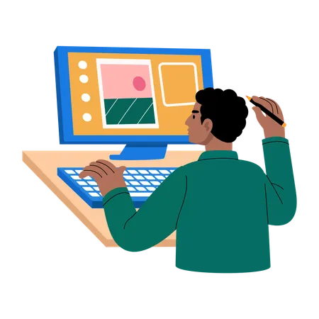 Designer doing ad designing  Illustration