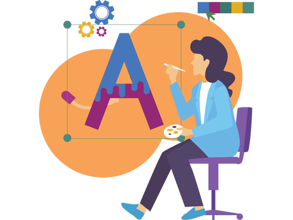 Designer doing colour matching  Illustration