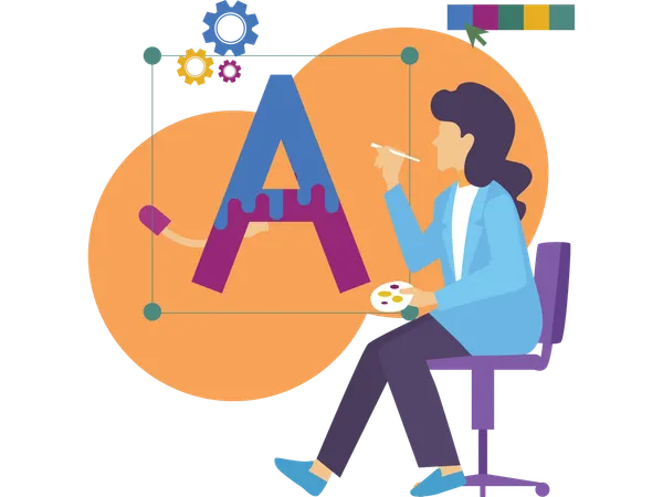 Designer doing colour matching  Illustration