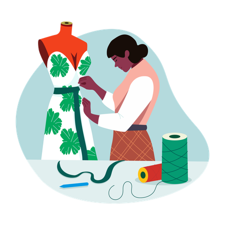 Designer doing Sustainable fashion  Illustration