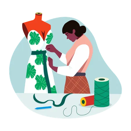 Designer doing Sustainable fashion  Illustration