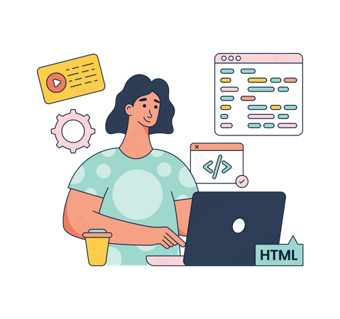 Designer doing Website Coding  Illustration