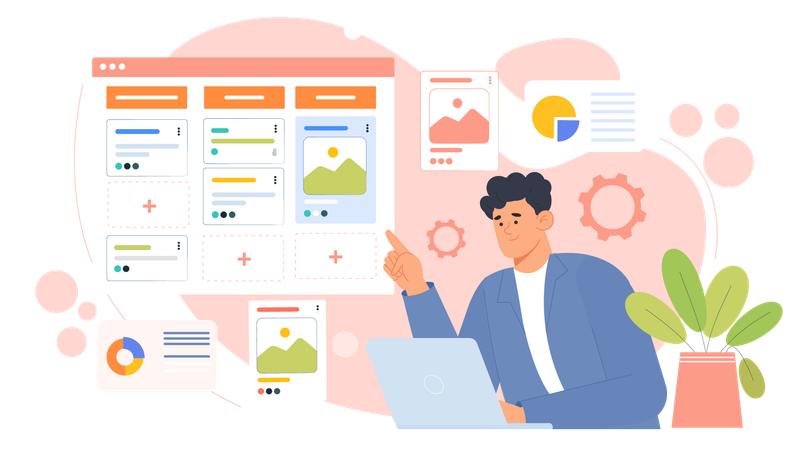 Designer entwickelt Website für reibungsloses Benutzererlebnis  Illustration