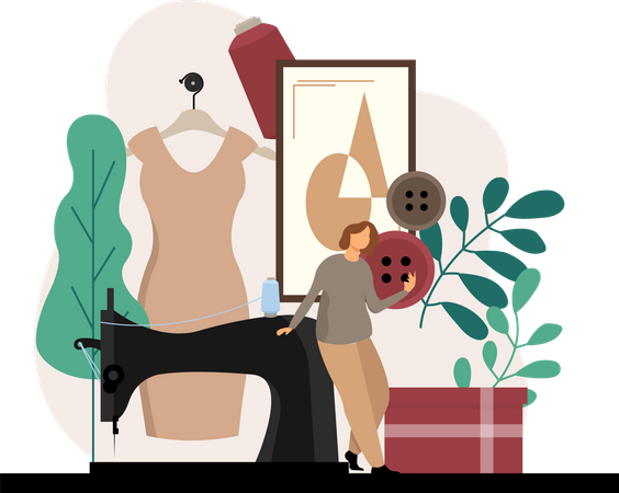 Designer feminina trabalhando em design  Ilustração