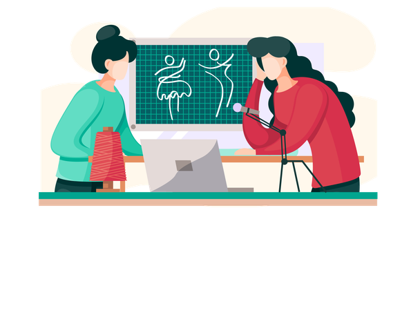 Designer kommuniziert mit Kunden  Illustration