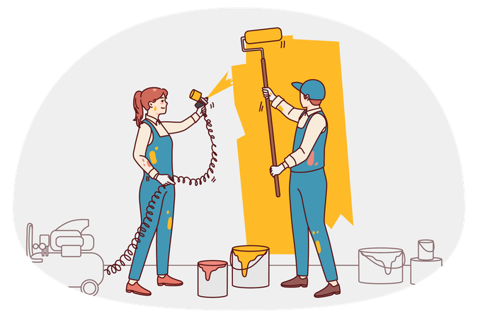 Designer-Wandmalerei bei Renovierung  Illustration