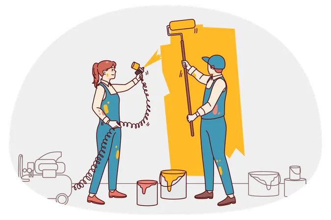 Designer-Wandmalerei bei Renovierung  Illustration