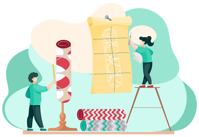 Designer profissional projetando carpete  Ilustração