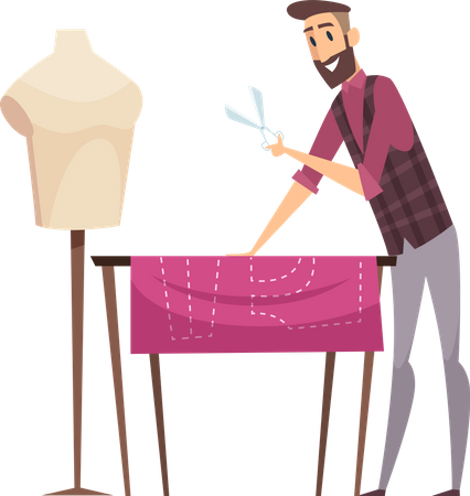 Designer Sewing Garment  Illustration