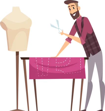 Designer Sewing Garment  Illustration