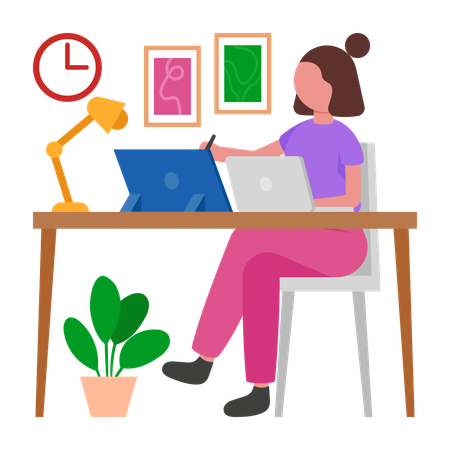 Designer Sketching online designing  Illustration