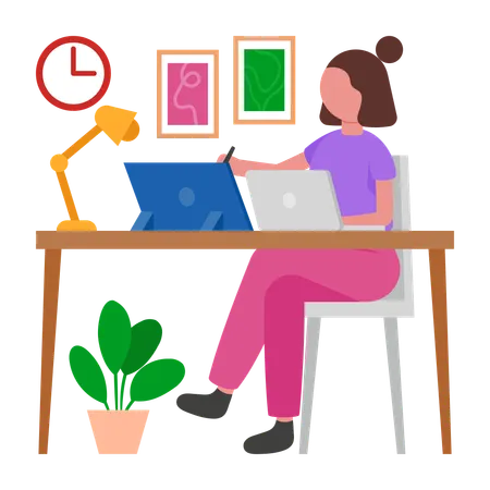 Designer Sketching online designing  Illustration