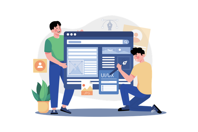 Designer team working on UI Design  Illustration