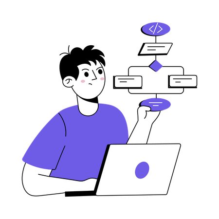 Designer trabalha em Design de Algoritmos  Ilustração