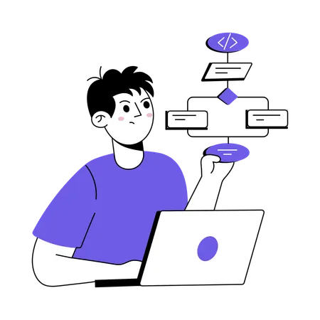 Designer trabalha em Design de Algoritmos  Ilustração