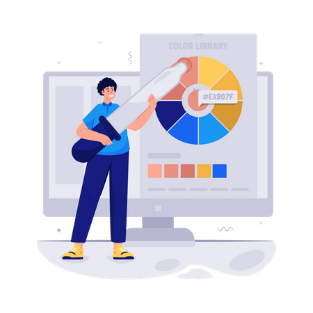 Designer using color picker  Illustration