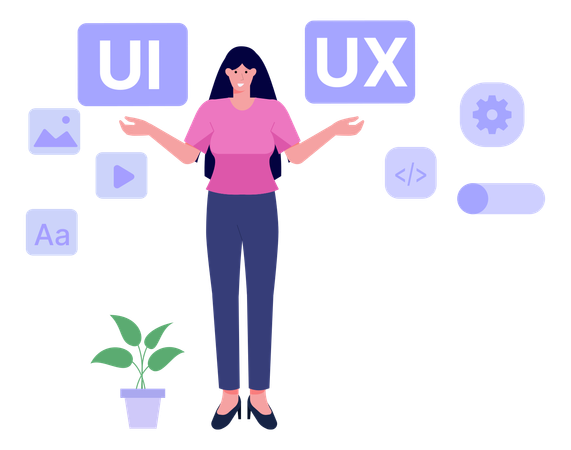 Designer feminina de UI UX da web  Ilustração