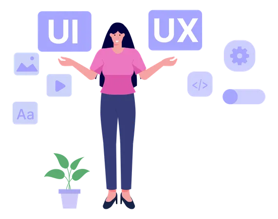 Designer feminina de UI UX da web  Ilustração