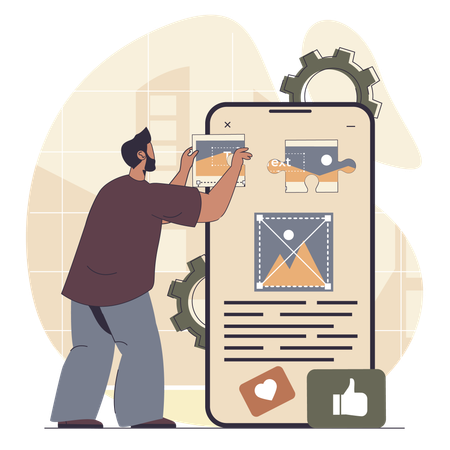 Designer work as content manager  Illustration