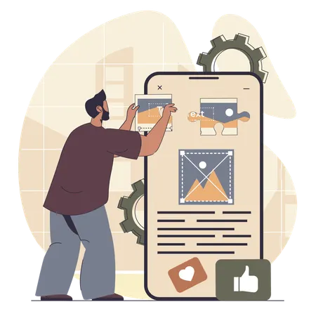 Designer work as content manager  Illustration