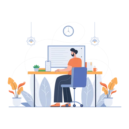 Designer working in a Web Design Studio  Illustration