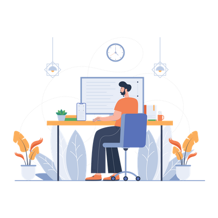Designer working in a Web Design Studio  Illustration