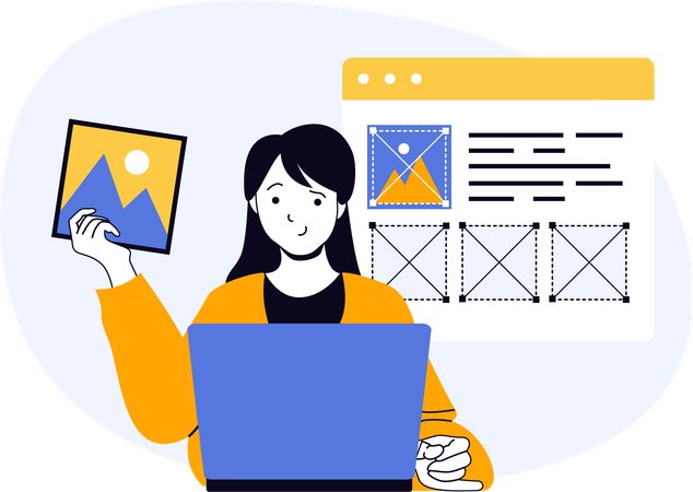 Designer working on design template  Illustration