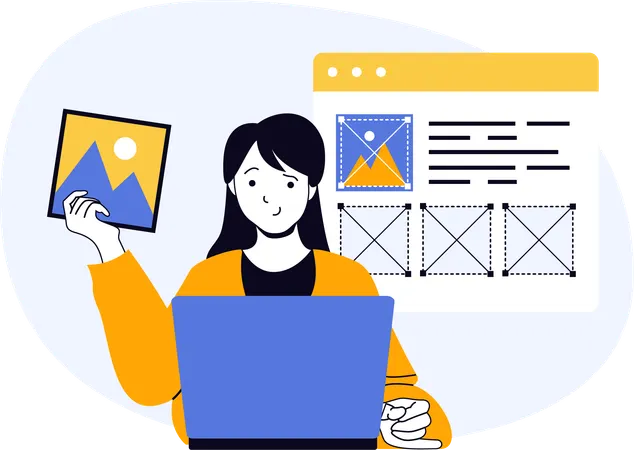 Designer working on design template  Illustration