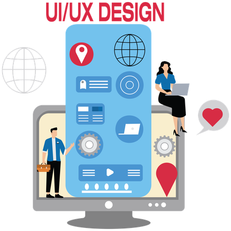 Designer Working on Software App Development  Illustration