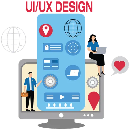 Designer Working on Software App Development  Illustration