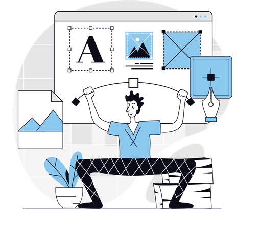 Designer working on UI application  Illustration